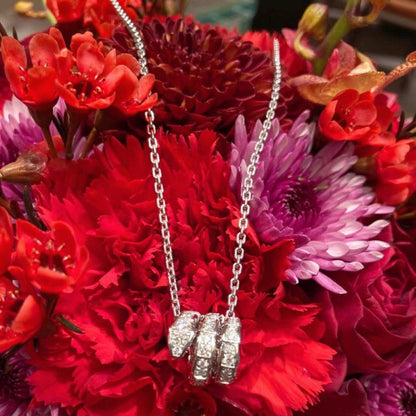 [⭐Glow]SERPENTI  NECKLACE DOUBLE RING DIAMOND