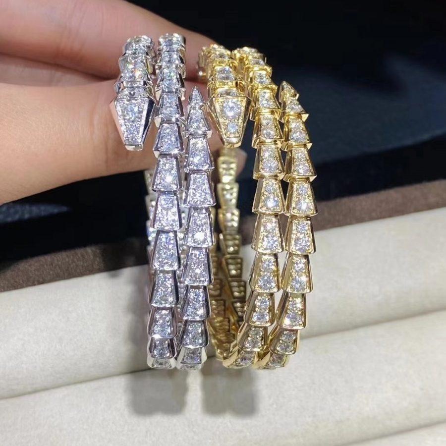 [⭐Glow]SERPENTI BRACELET GOLD DIAMOND DOUBLE ROW