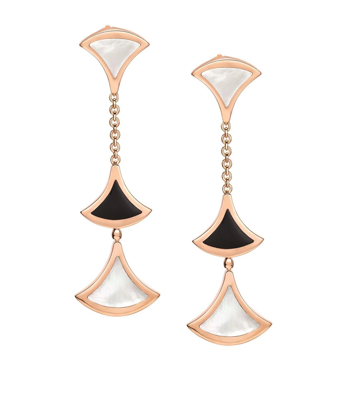 [⭐Glow]DREAM EARRINGS 3 MOTIFS ONYX MOP PINK GOLD