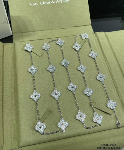[⭐Glow]CLOVER 20 MOTIFS FULL-DIAMOND NECKLACE