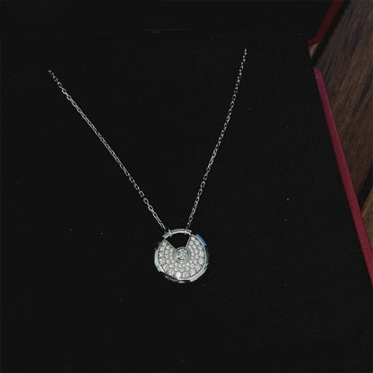 [⭐Glow]AMULETTE SILVER FULL DIAMOND NECKLACE