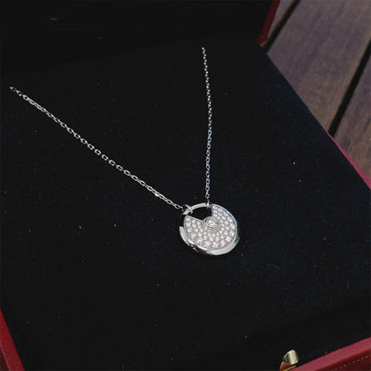 [⭐Glow]AMULETTE SILVER FULL DIAMOND NECKLACE