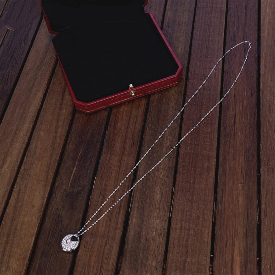 [⭐Glow]AMULETTE SILVER FULL DIAMOND NECKLACE