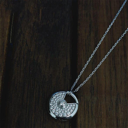 [⭐Glow]AMULETTE SILVER FULL DIAMOND NECKLACE