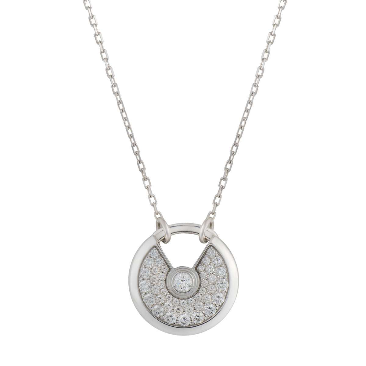 [⭐Glow]AMULETTE SILVER FULL DIAMOND NECKLACE
