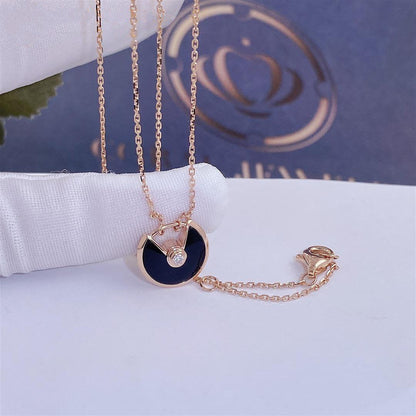 [⭐Glow]AMULETTE ROSE GOLD ONYX NECKLACE