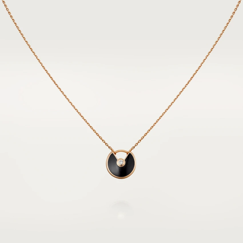 [⭐Glow]AMULETTE ROSE GOLD ONYX NECKLACE