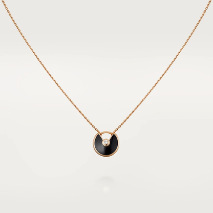[⭐Glow]AMULETTE ROSE GOLD ONYX NECKLACE