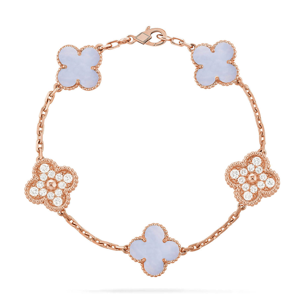 [⭐Glow] CLOVER 5 MOTIF PURPLE CHALCEDONY BRACELET COLLECTION
