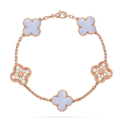 [⭐Glow] CLOVER 5 MOTIF PURPLE CHALCEDONY BRACELET COLLECTION