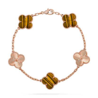 [⭐Glow] CLOVER 5 MOTIFS TIGER EYE BRACELET COLLECTION