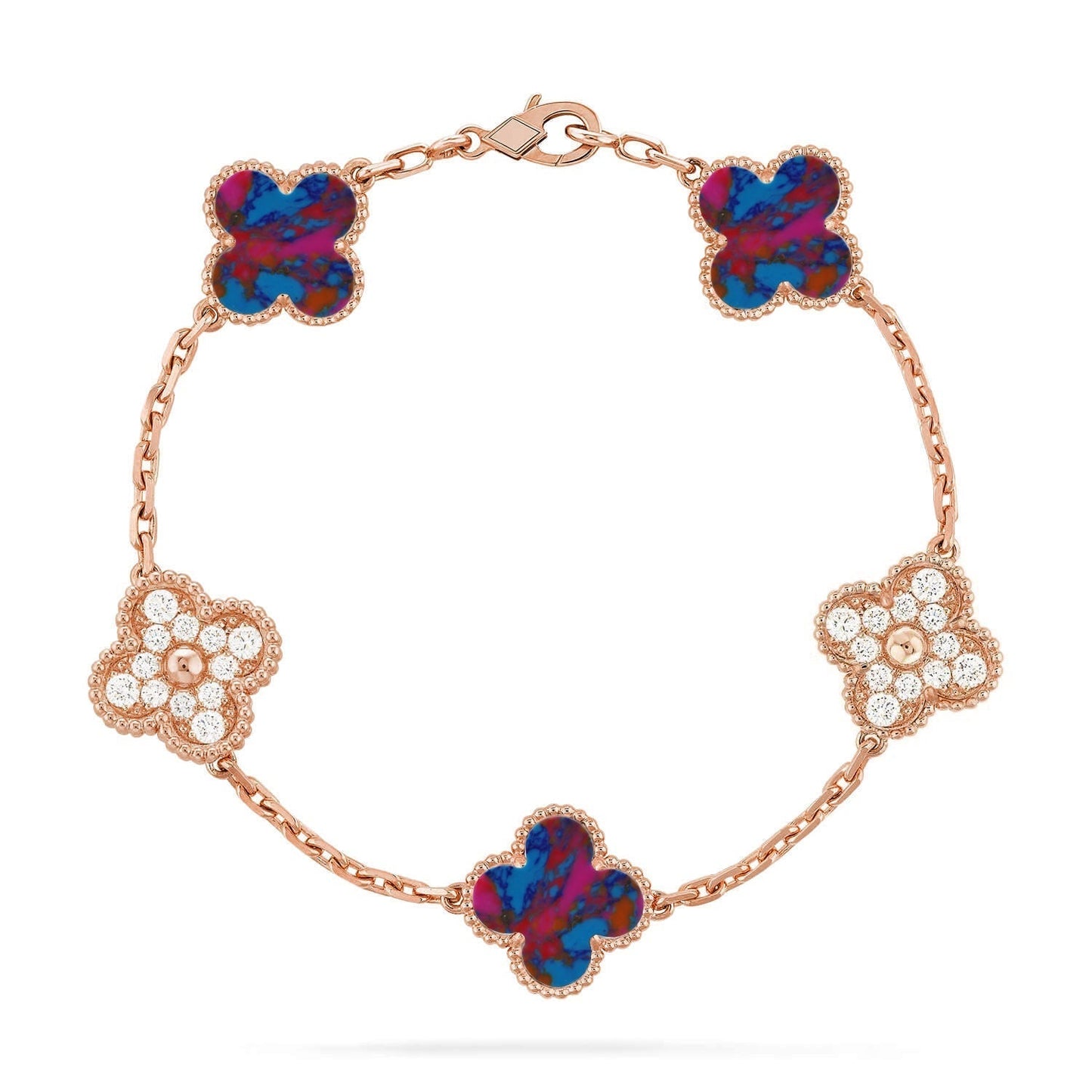 [⭐Glow]CLOVER 5 MOTIF COLOR GEMSTONES BRACELET COLLECTION