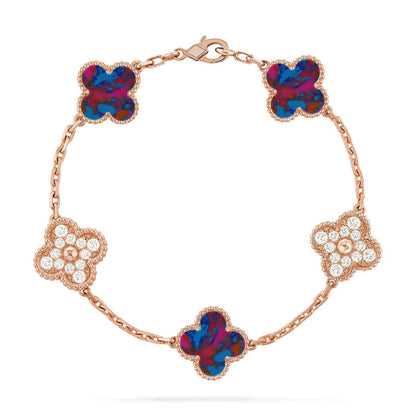 [⭐Glow]CLOVER 5 MOTIF COLOR GEMSTONES BRACELET COLLECTION