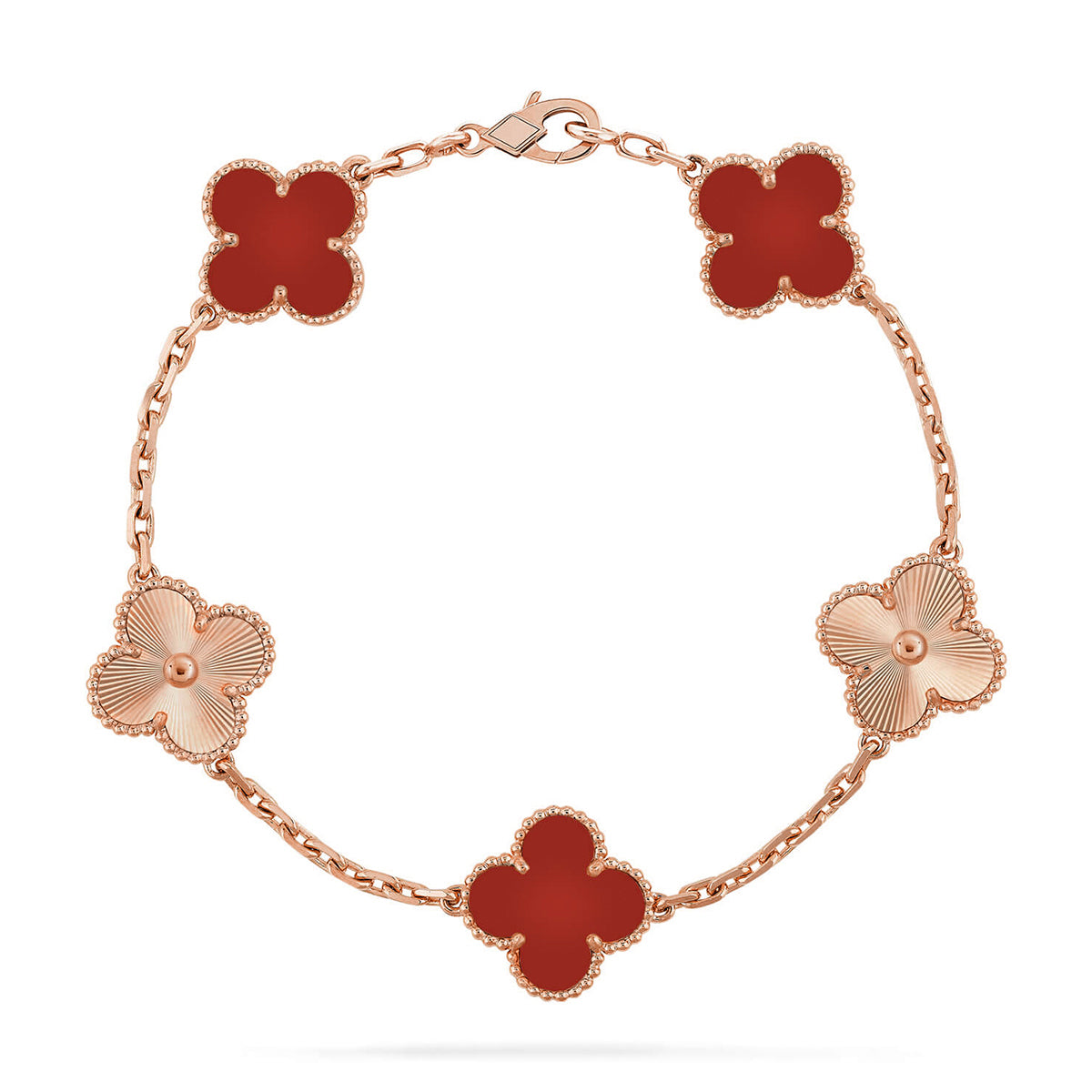 [⭐Glow] CLOVER 5 MOTIF RED CORNELIAN BRACELET COLLECTION