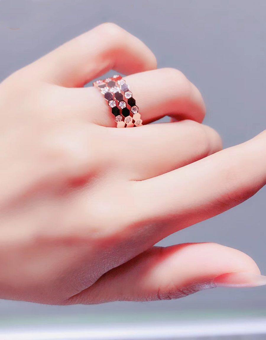 [⭐Glow]BEE LOVE RING PINK GOLD DIAMOND