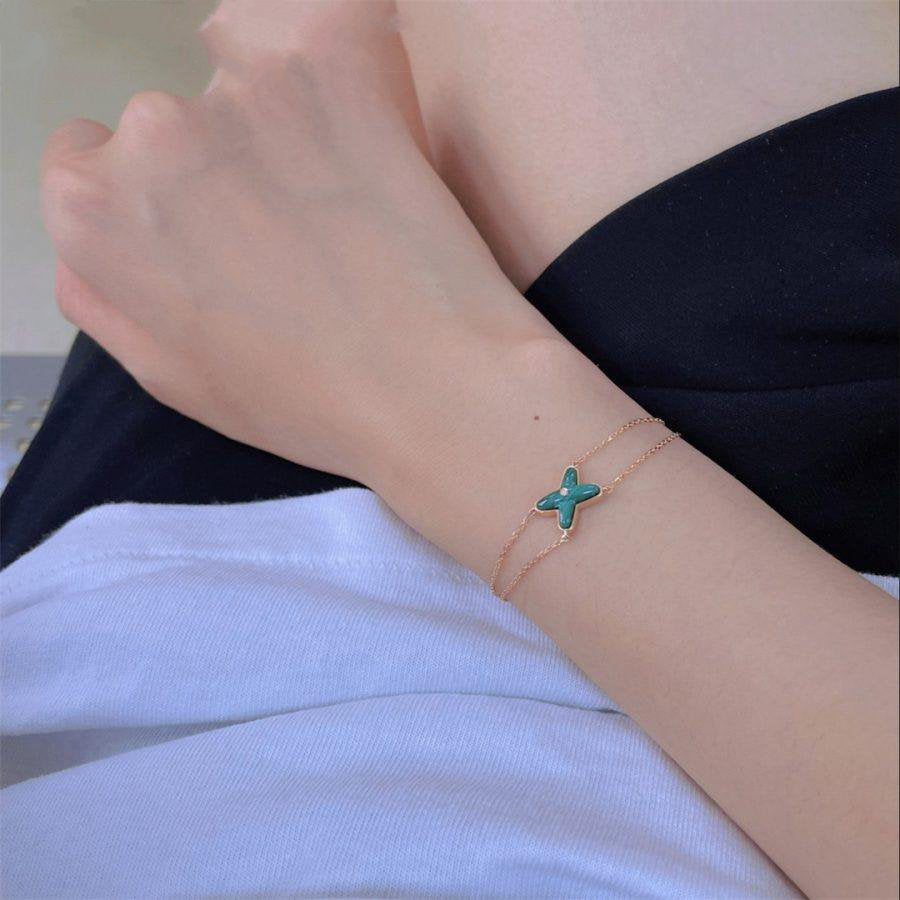 [⭐Glow]JEUX BRACELET MALACHITE PINK GOLD 1 DIAMOND