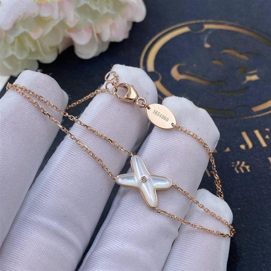 [⭐Glow]JEUX BRACELET WHITE MOP PINK GOLD 1 DIAMOND