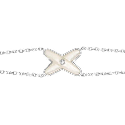 [⭐Glow]JEUX BRACELET WHITE MOP SILVER 1 DIAMOND