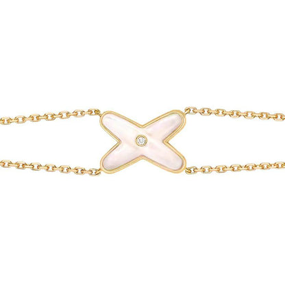 [⭐Glow]JEUX BRACELET WHITE MOP GOLD 1 DIAMOND