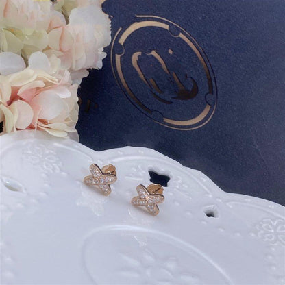 [⭐Glow]JEUX DE PINK GOLD DIAMOND EARRINGS