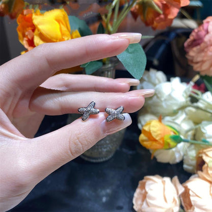 [⭐Glow]JEUX DE SILVER DIAMOND EARRINGS