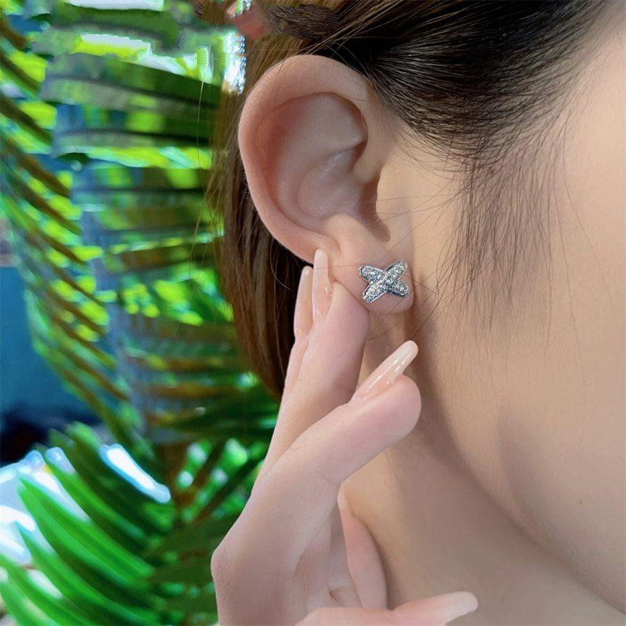 [⭐Glow]JEUX DE SILVER DIAMOND EARRINGS