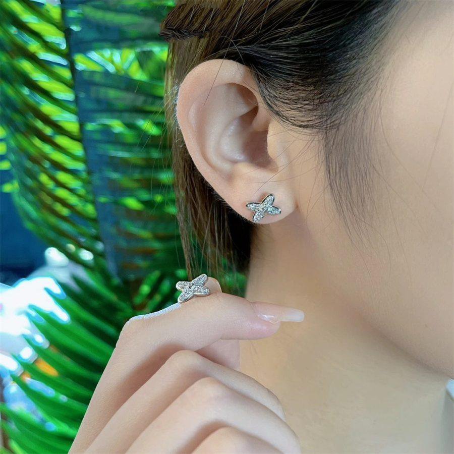 [⭐Glow]JEUX DE SILVER DIAMOND EARRINGS