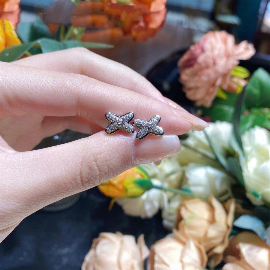 [⭐Glow]JEUX DE SILVER DIAMOND EARRINGS
