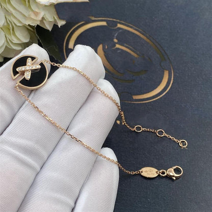 [⭐Glow]JEUX DE BRACELET ONYX PINK GOLD DIAMOND