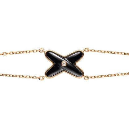 [⭐Glow]JEUX BRACELET ONYX PINK GOLD 1 DIAMOND