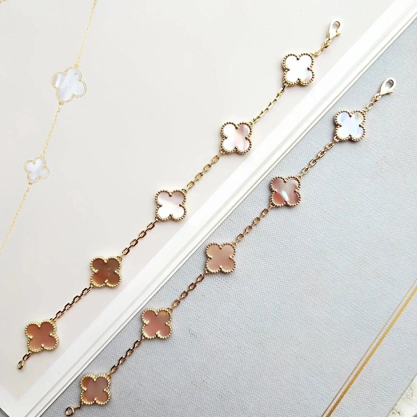 [⭐Glow] CLOVER 5 MOTIFS  PINK MOP BRACELET COLLECTION