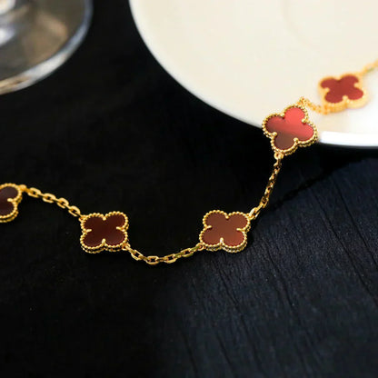 [⭐Glow] CLOVER 5 MOTIF RED CORNELIAN BRACELET COLLECTION