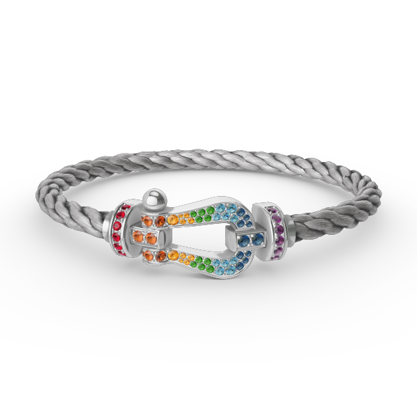 [⭐Glow]FORC LARGE HORSESHOE  COLORED DIAMOND BRACELET SILVER