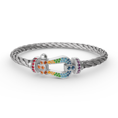 [⭐Glow]FORC LARGE HORSESHOE  COLORED DIAMOND BRACELET SILVER