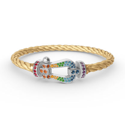 [⭐Glow]FORC LARGE HORSESHOE  COLORED DIAMOND BRACELET SILVER