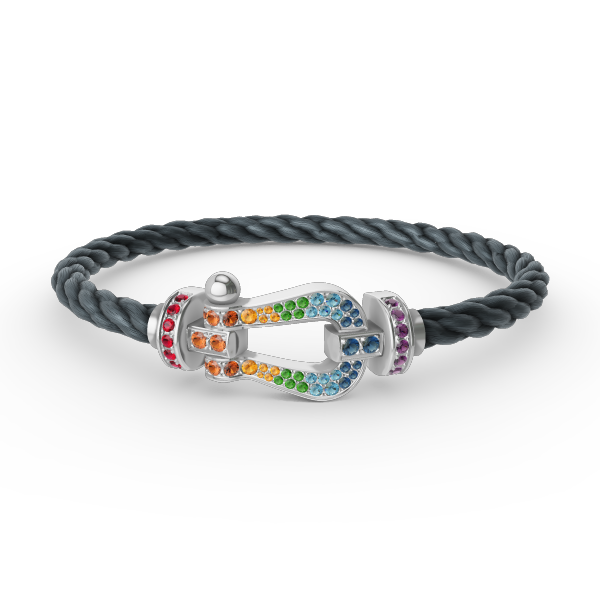 [⭐Glow]FORC LARGE HORSESHOE  COLORED DIAMOND BRACELET SILVER