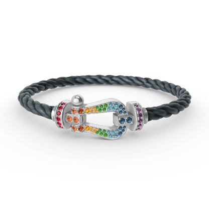 [⭐Glow]FORC LARGE HORSESHOE  COLORED DIAMOND BRACELET SILVER