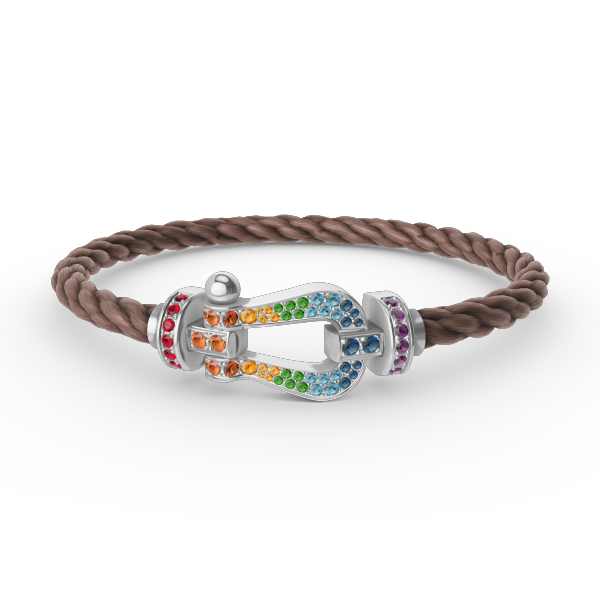 [⭐Glow]FORC LARGE HORSESHOE  COLORED DIAMOND BRACELET SILVER