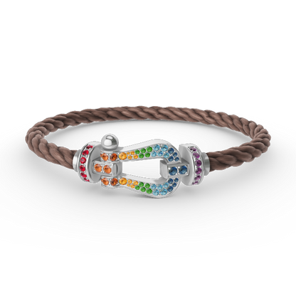 [⭐Glow]FORC LARGE HORSESHOE  COLORED DIAMOND BRACELET SILVER