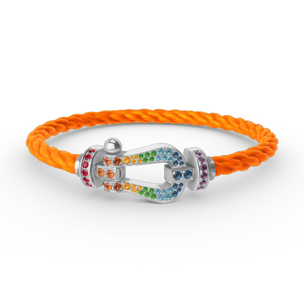 [⭐Glow]FORC LARGE HORSESHOE  COLORED DIAMOND BRACELET SILVER