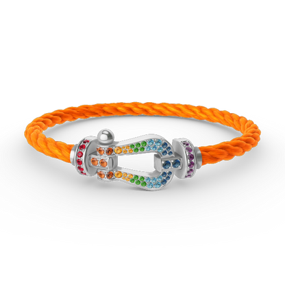 [⭐Glow]FORC LARGE HORSESHOE  COLORED DIAMOND BRACELET SILVER
