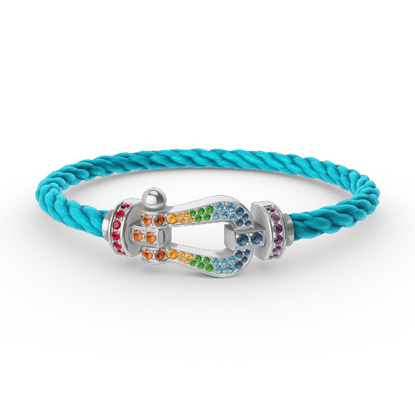 [⭐Glow]FORC LARGE HORSESHOE  COLORED DIAMOND BRACELET SILVER