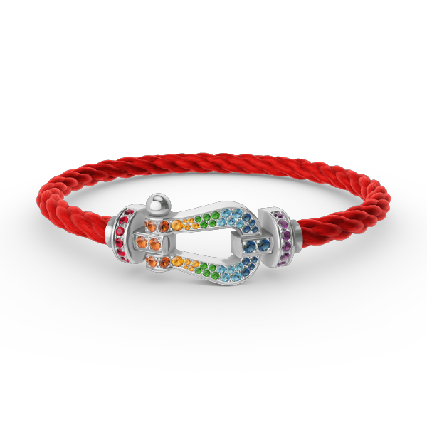 [⭐Glow]FORC LARGE HORSESHOE  COLORED DIAMOND BRACELET SILVER