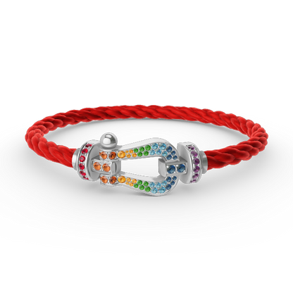 [⭐Glow]FORC LARGE HORSESHOE  COLORED DIAMOND BRACELET SILVER