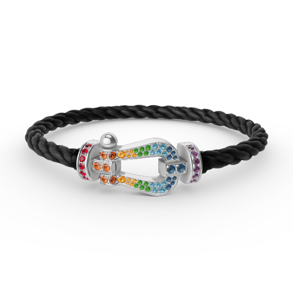 [⭐Glow]FORC LARGE HORSESHOE  COLORED DIAMOND BRACELET SILVER