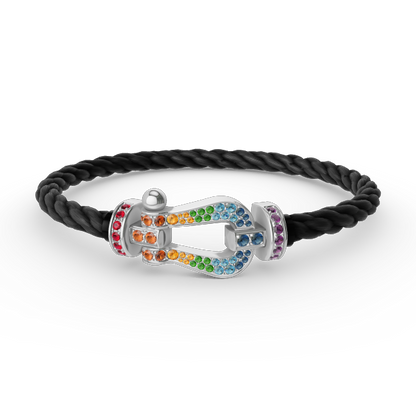 [⭐Glow]FORC LARGE HORSESHOE  COLORED DIAMOND BRACELET SILVER