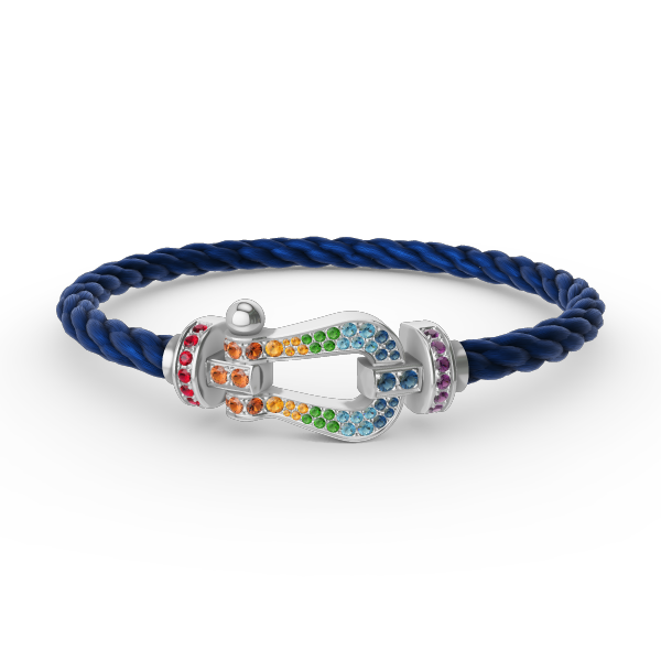 [⭐Glow]FORC LARGE HORSESHOE  COLORED DIAMOND BRACELET SILVER