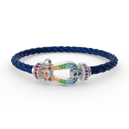 [⭐Glow]FORC LARGE HORSESHOE  COLORED DIAMOND BRACELET SILVER
