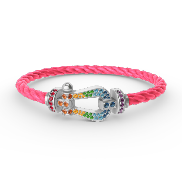 [⭐Glow]FORC LARGE HORSESHOE  COLORED DIAMOND BRACELET SILVER