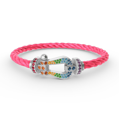 [⭐Glow]FORC LARGE HORSESHOE  COLORED DIAMOND BRACELET SILVER